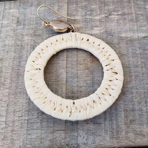 FRENCH HOOK Raffia Wrapped Beaded Earrings - Picture 5 of 8